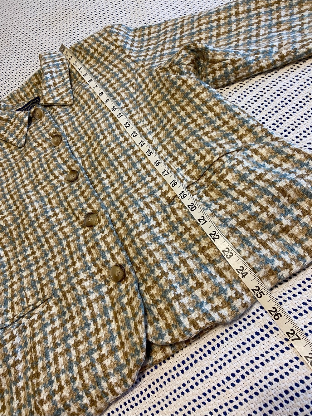 Willow Ridge woven knit tweed blazer button up neutral colors Size L / XL - Picture 8 of 10